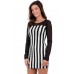 Black and White Striped Bodycon Dress B5 AIRA
